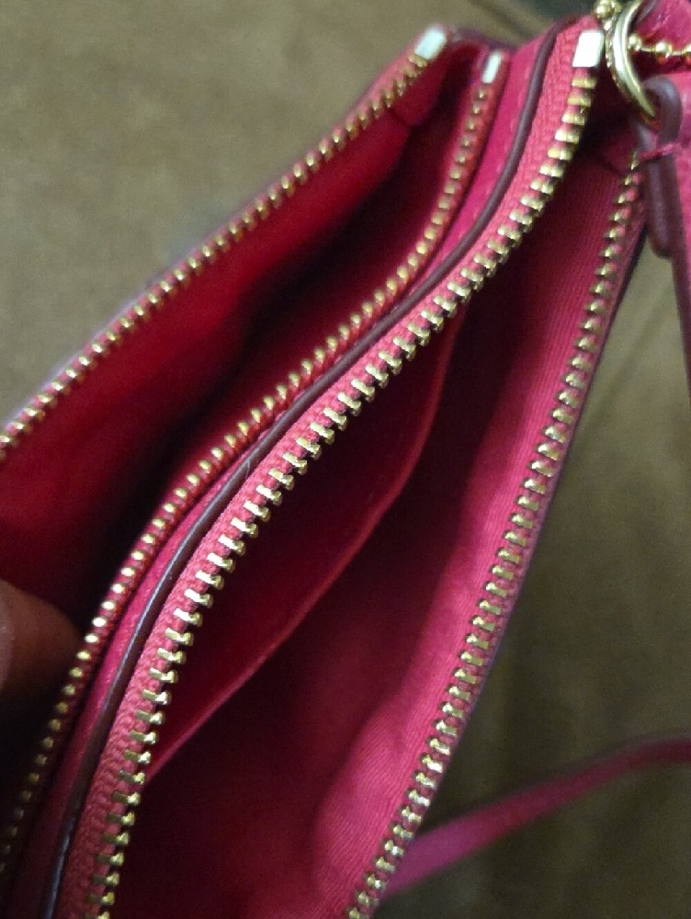 COACH Brown Signature Canvas Wristlet with Pink Leather Trim - Picture 4 of 5